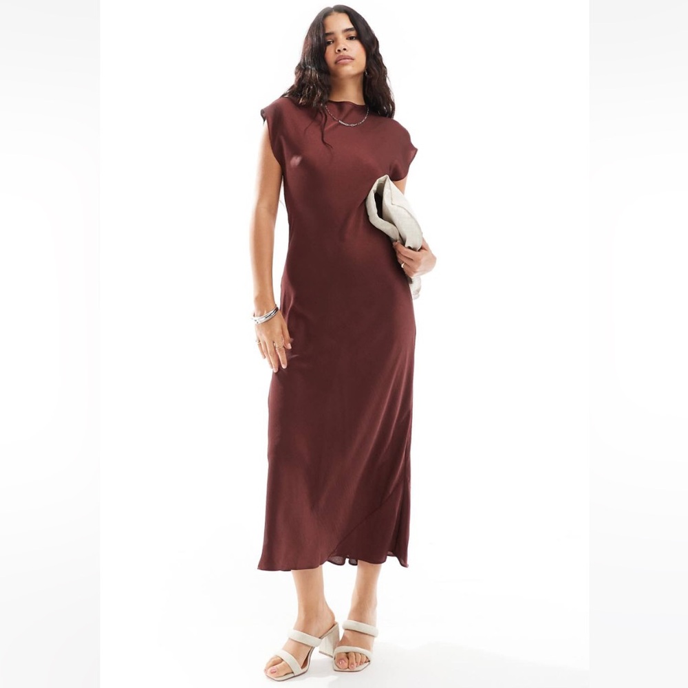 ASOS DESIGN Cap Sleeve Satin Midi Dress